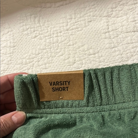 PINK Victoria's Secret Green Athletic Shorts Lightweight Terry Varsity Design. L - Picture 5 of 6
